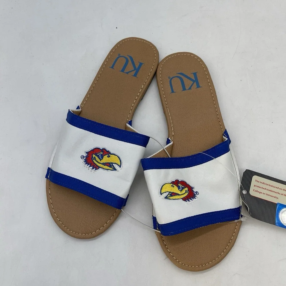 Womens 8 Kansas City Jayhawks Sandals Slip On Thong Sportswear Flip Flops